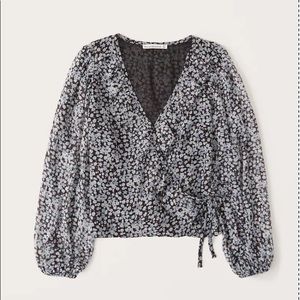 NWT Abercrombie Long-Sleeve Ruffle Wrap Blouse